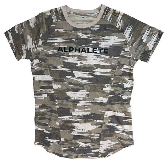 Alphalete NWOT Mens Light Green Camo Velocity Tee Wave Short Sleeve Tee Sz L - Picture 1 of 3